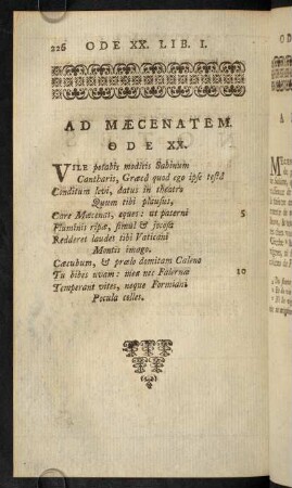 225-231, Ad Maecenatem. Ode XX.; Remarques Sur L'Ode XX.; Notes Sur L'Ode XX.