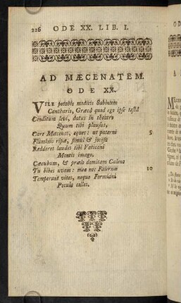 225-231, Ad Maecenatem. Ode XX.; Remarques Sur L'Ode XX.; Notes Sur L'Ode XX.