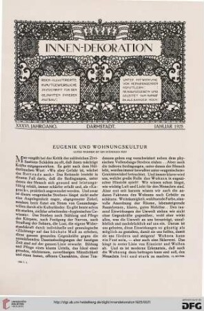36: Eugenik und Wohnungskultur : gutes Wohnen ist ein ständiges Fest