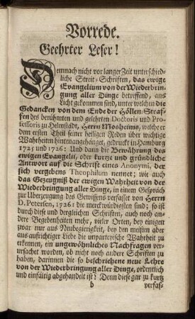 Vorrede. Geehrter Leser!