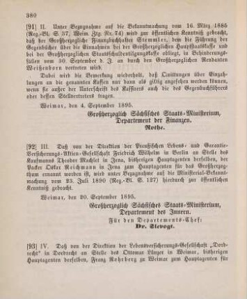 91. Ministerial-Bekanntmachung, betreffend die Führung der Gegenbücher über die Einnahmen bei der Großherzoglichen Hauptstaatskasse und bei der Großherzoglichen Staatsschuldentilgungskasse