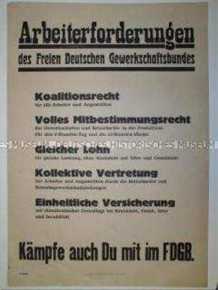 Maueranschlag mit Losungen des FDGB