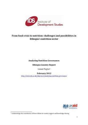 From food crisis to nutrition: challenges and possibilities in Ethiopia's nutrition sector