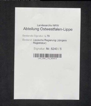 Vorstellungslisten des Aushebungsbezirks Lage