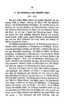 3. Die Verwaltung unter Professor Engel. 1787 - 1794