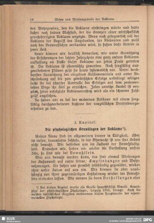 3. Kapitel: Die psychologischen Grundlagen der Reklame