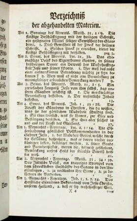 Verzeichniß der abgehandelten Materien.