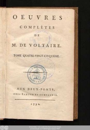 Tome Quatre-Vingt-Cinquième = Recueil Des Lettres De M. De Voltaire, Tome VII.: Juillet 1755-1759