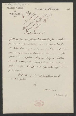 Brief an B. Schott's Söhne : 05.11.1894