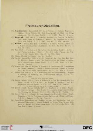 Freimaurer-Medaillen (Nr. 970-1043)
