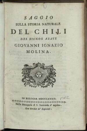 Saggio sulla storia naturale del Chili