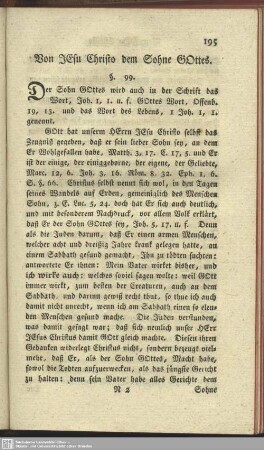 Von Jesu Christo dem Sohne Gottes