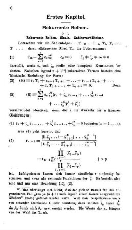 Erstes Kapitel - Rekurrente Reihen.