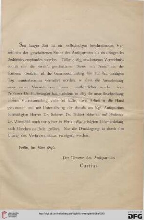 [Vorwort von Curtius]