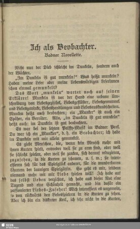 Ich als Beobachter : Badner Novellette