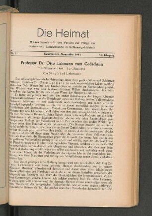 Professor Dr. Otto Lehmann zum Gedächtnis