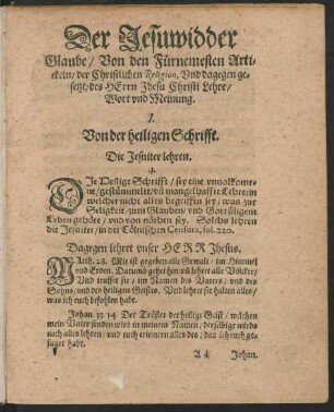 I. Von der heiligen Schrifft.