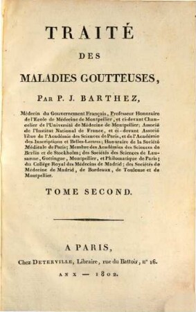 Traité des maladies Goutteuses, 2