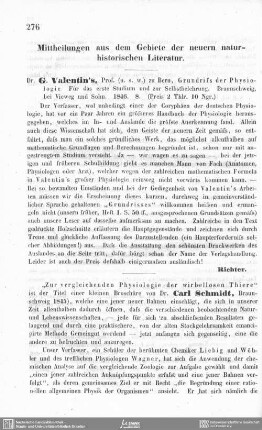 Mittheilungen aus dem Gebiete der neueren naturhistorischen Literatur.