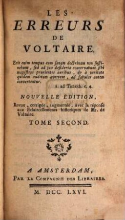 Les Erreurs De Voltaire, 2