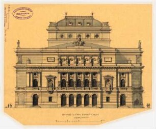 Theater-Entwürfe: Schauspielhaus: Vorderansicht 1:200