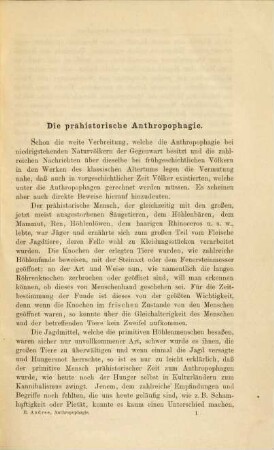 Die Anthropophagie : eine ethnographische Studie