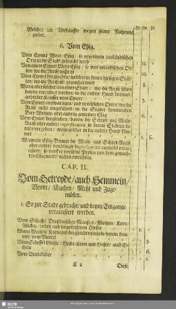 Cap. II. Vom Getreyde, auch Semmeln, Brodt, Kuchen, Mehl und Zugemüsen
