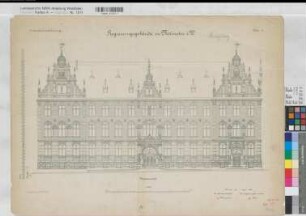 Münster (Münster) Regierungsgebäude (Inventarzeichnung) Blatt 11 Vorderansicht 1890 1 : 100 50 x 68 Lithographie: Bogdan Gisevius, Berlin Niermann; Butz KSM Nr. 1310,18
