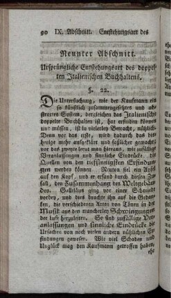 Neunter Abschnitt. Ursprüngliche Entstehungsart des doppelten Italienischen Buchhaltens.