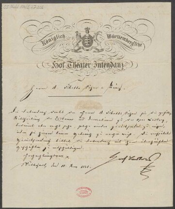 Brief an B. Schott's Söhne : 10.11.1835