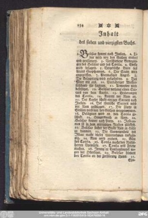 Inhalt des sieben und vierzigsten Buchs.