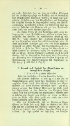 V. Erwerb und Verlust des Eigenthums an beweglichen Sachen
