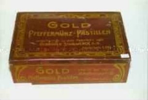 Blechdose für 5 Pfund "GOLD-PFEFFERMÜNZ-PASTILLEN"