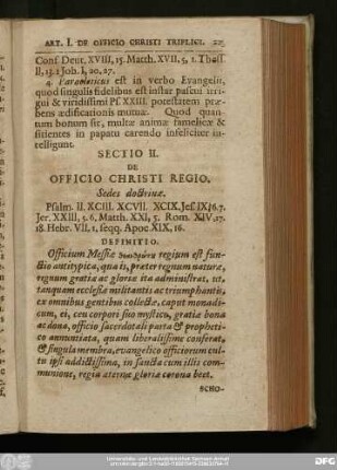Sectio II. De Officio Christi Regio.