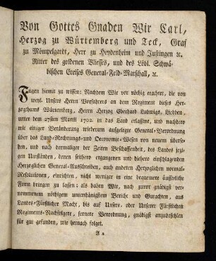 3, Von Gottes Gnaden Wir Carl, Herzog ...