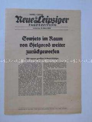 Extrablatt der "Neuen Leipziger Tageszeitung" u.a. über die Kämpfe der deutschen Unterseebote