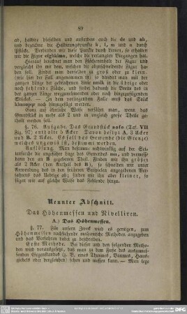 Neunter Abschnitt. Das Höhenmessen und Nivelliren