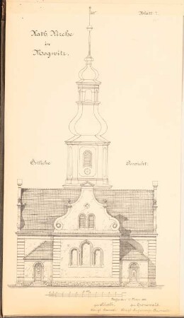 Katholische Kirche, Mogwitz: Östliche Ansicht 1:100