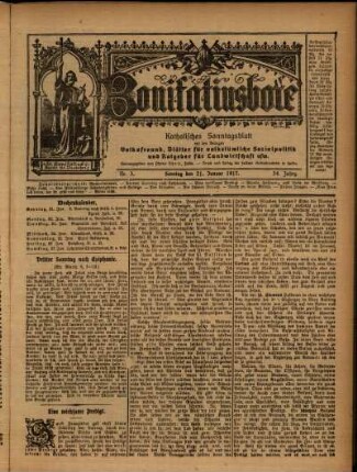 Erste Ausgabe vom Sonntag, den 21. Januar 1917.