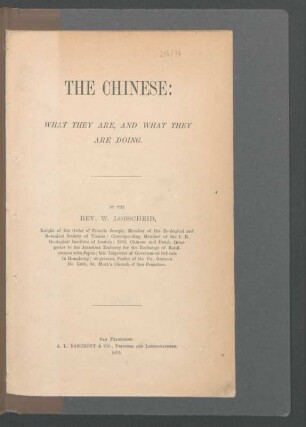 The Chinese : what they are, and what they are doing