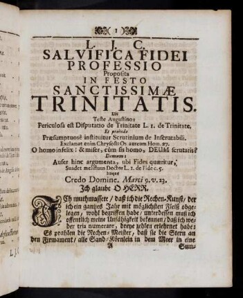 1-22, Concio de Sanctissima Trinitate