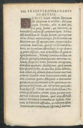 Des. Ersasnus Roterodamus De Metris.