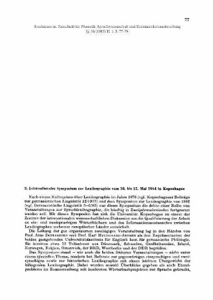 2. Internationales Symposium zur Lexikographie vom 16. bis 17. Mai 1984 in Kopenhagen