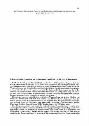 2. Internationales Symposium zur Lexikographie vom 16. bis 17. Mai 1984 in Kopenhagen