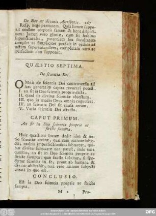 Quaestio Septima. De scientia Dei.