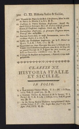 300-322, Classis XI: Historia Italiae et Siciliae