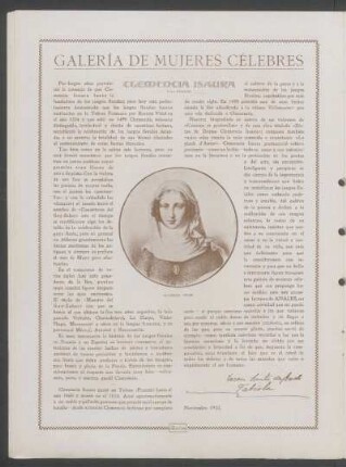Galería de mujeres célebres : Clemencia Isaura