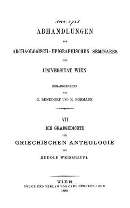 Die Grabgedichte der griechischen Anthologie