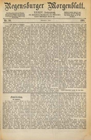 Regensburger Morgenblatt. 34. 1881, 5 - 8 = Nr. 97 (1. Mai) - Nr. 195 (31. August)