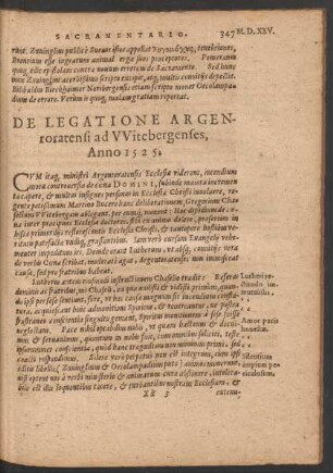 De Legatione Argentoratensi ad Witebergenses, Anno 1525.